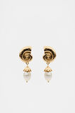 Spiral Shell Pearl Drop Earring  Gold  hi-res