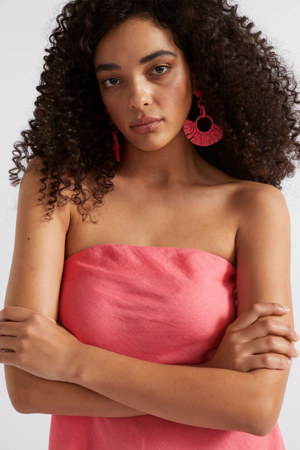 Raffia Beaded Hoop  Wild Berry