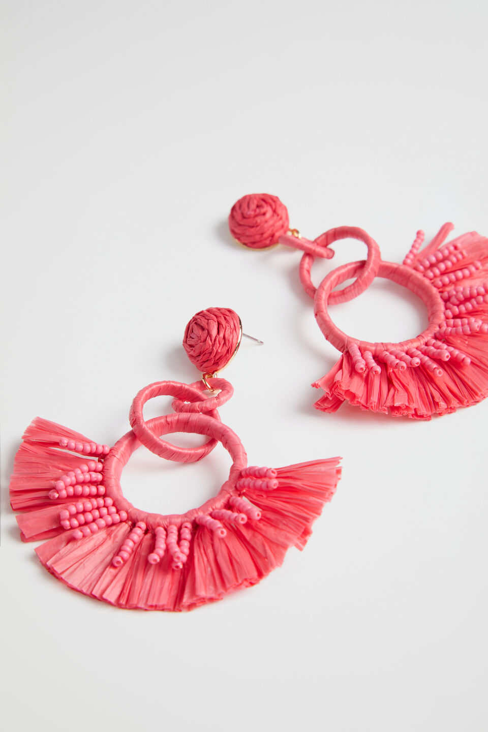 Raffia Beaded Hoop  Wild Berry