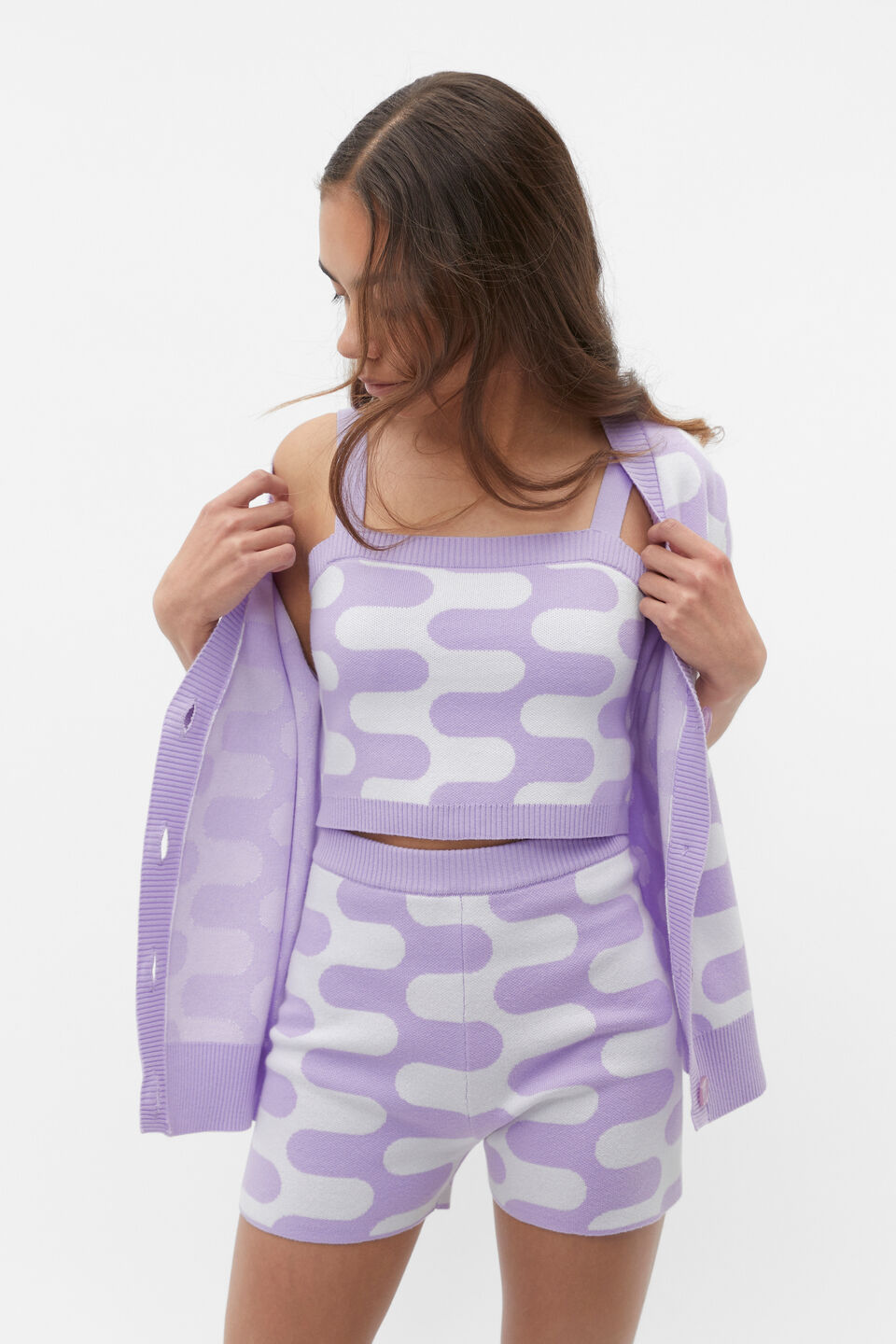 Wavy Knit Top  Amethyst