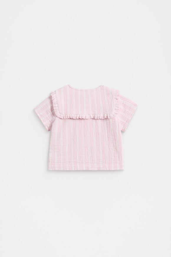 Stripe Collar Shirt  Berry  hi-res