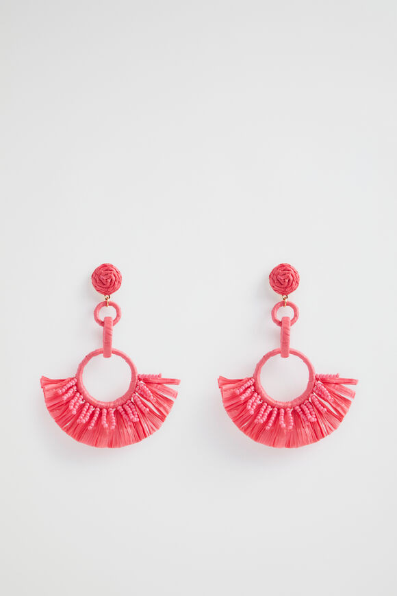 Raffia Beaded Hoop  Wild Berry  hi-res