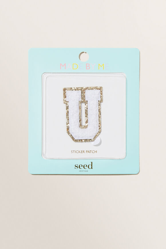 Made By Me Glitter Initial Patch  U  hi-res