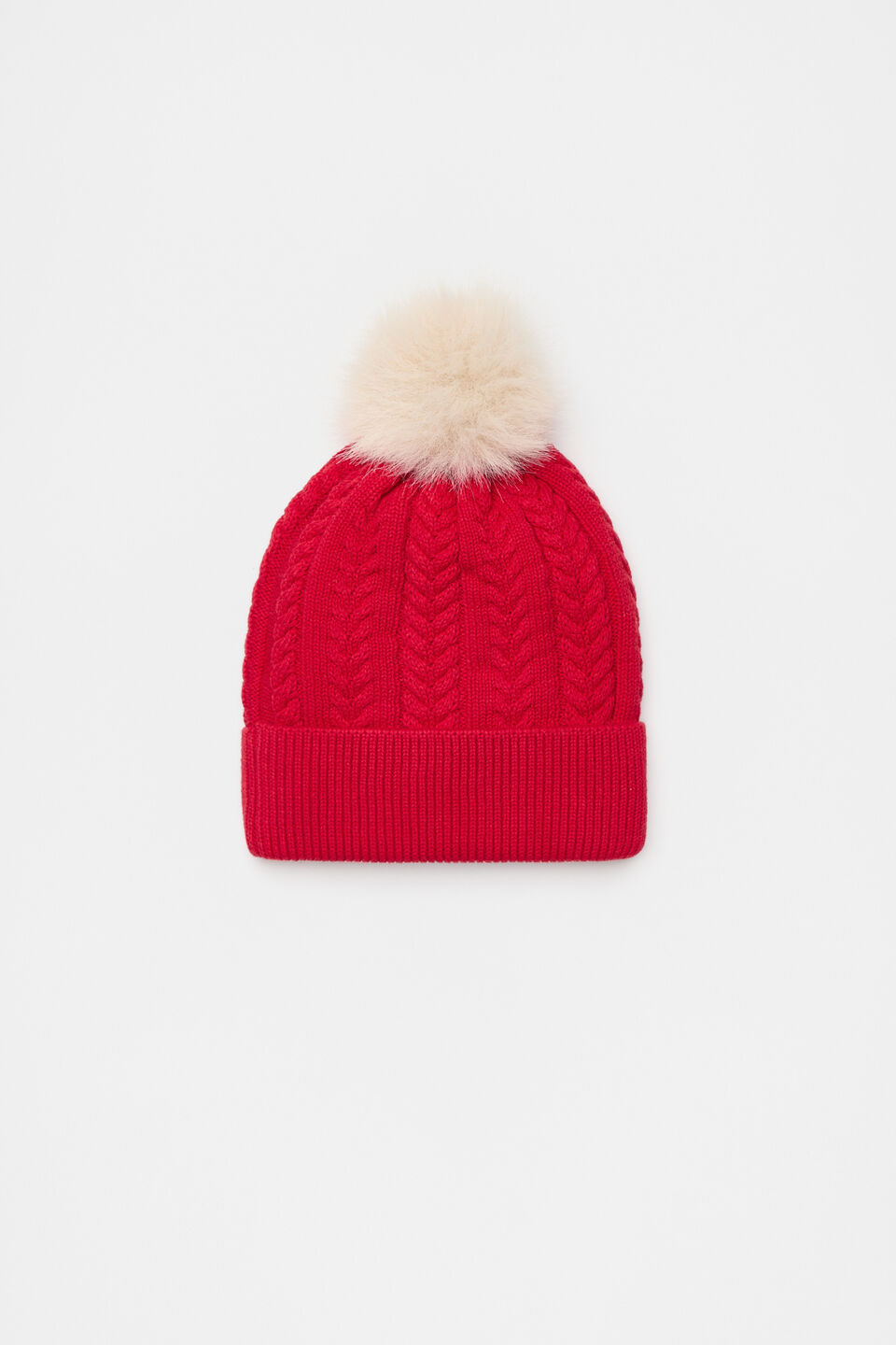 Cable Knit Beanie  Chilli Red