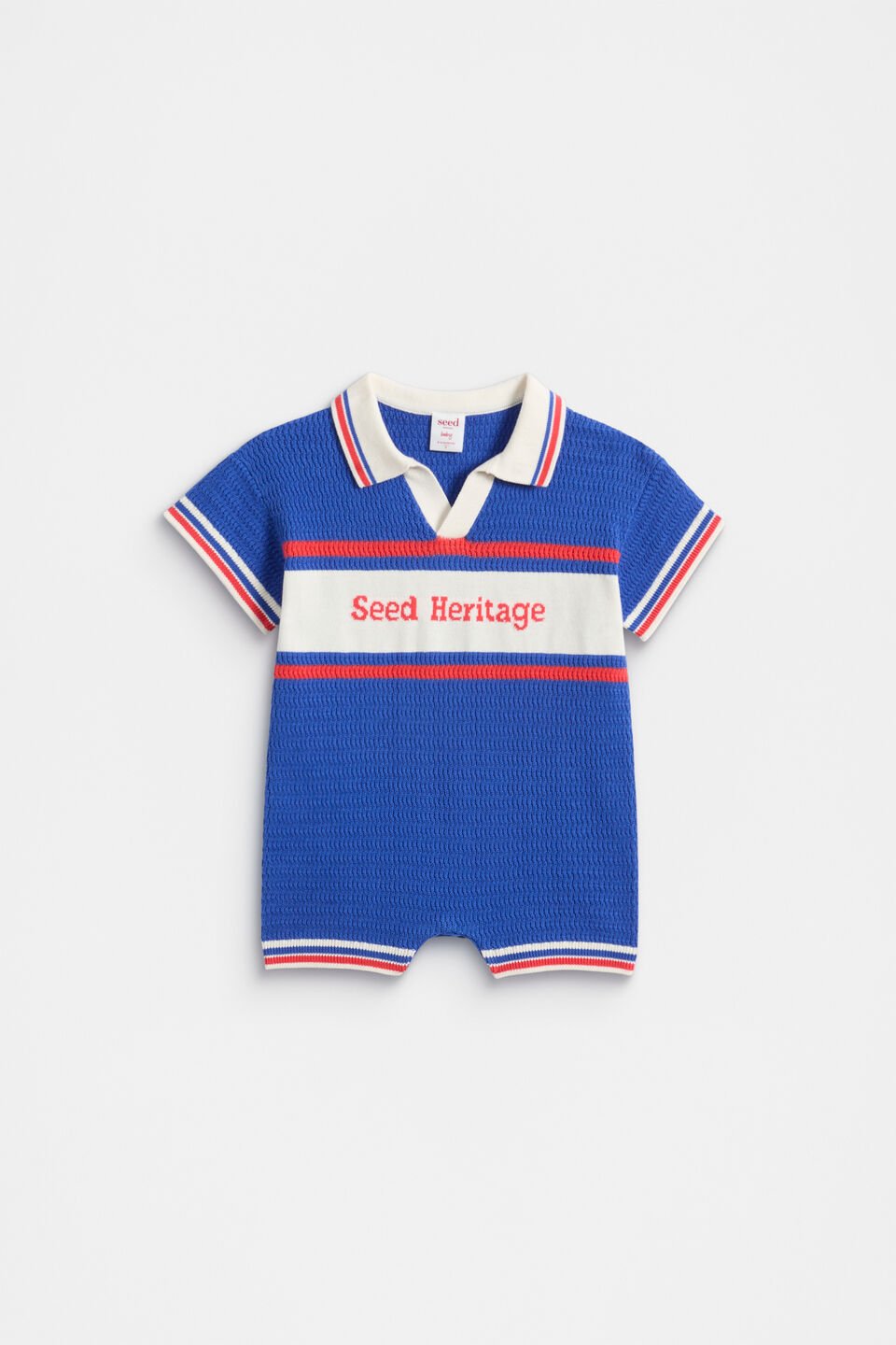 Logo Knit Romper  Azure Blue