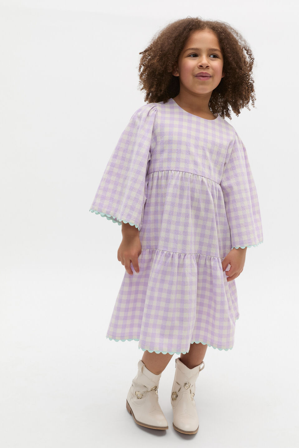 Tiered Gingham Dress  Multi
