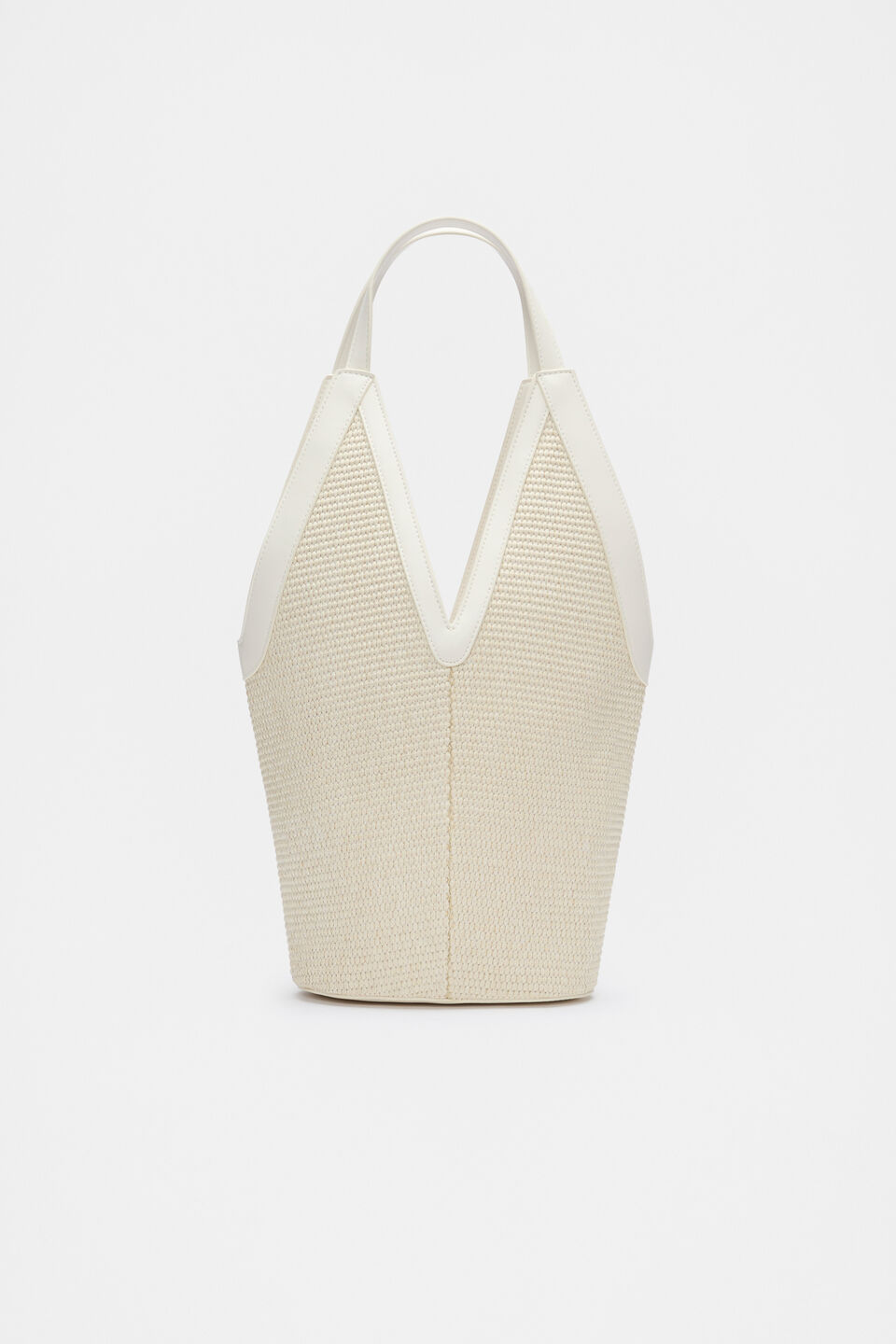 Angular Woven Tote  Cream