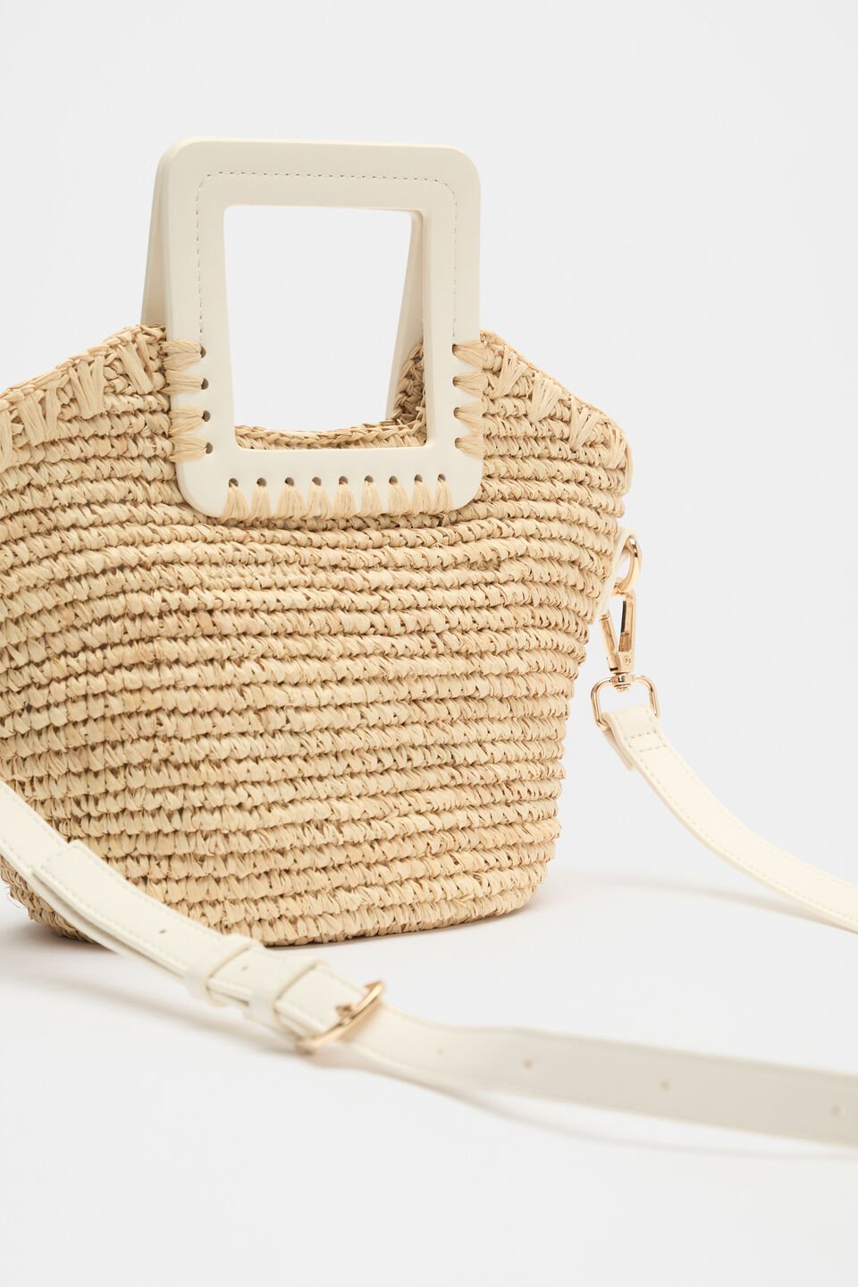 Mini Raffia Crossbody Bag  Cream