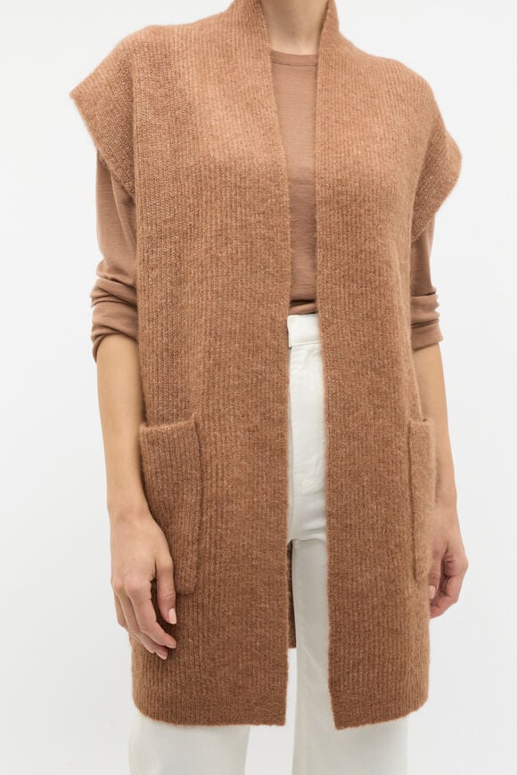 Rib Knit Mid Length Poncho  Amaretto  hi-res