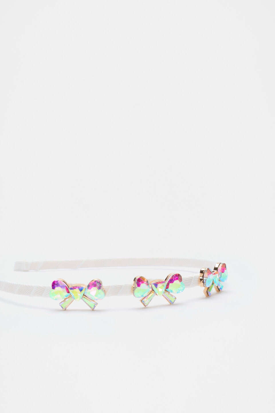 Crystal Heart Bow Headband  Classic Cream