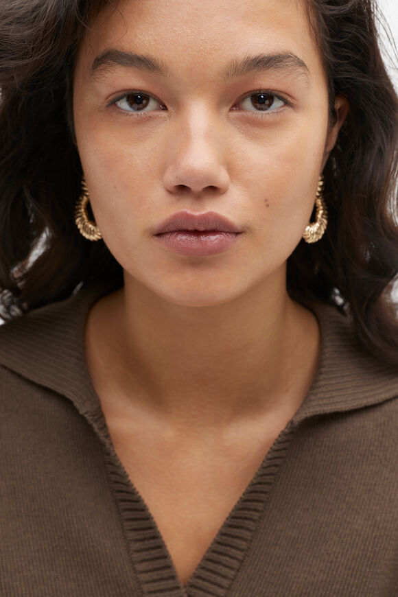 Textured Drop Earring  Gold  hi-res