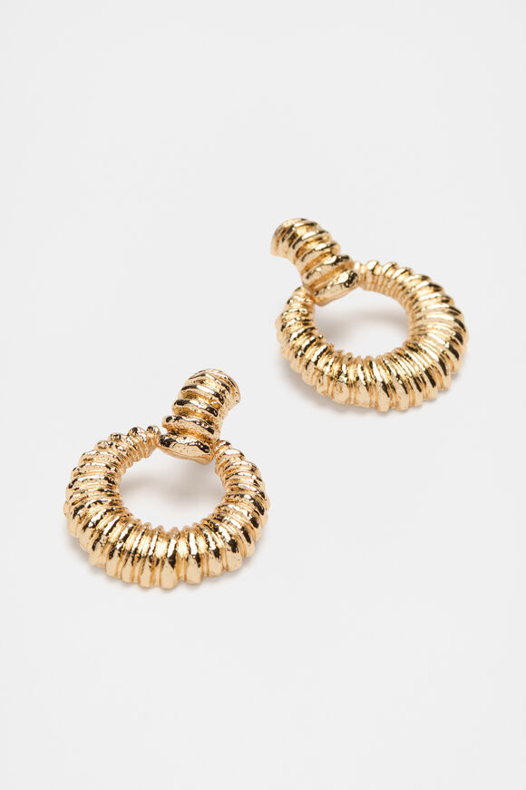 Textured Drop Earring  Gold  hi-res