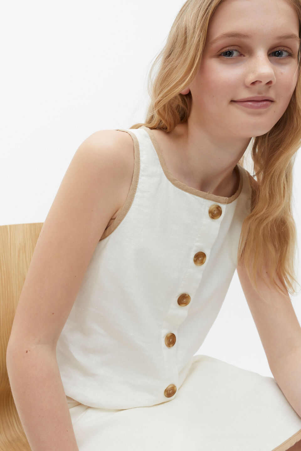 Button Down Top  Marshmallow