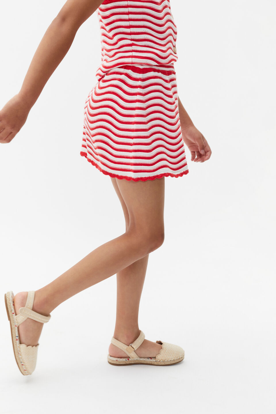 Stripe Crochet Skirt  Strawberry Red