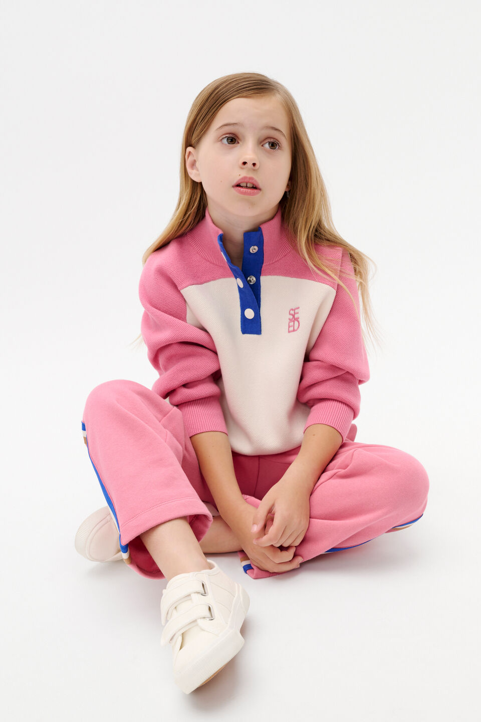 Colourblock Knit Sweater  Raspberry