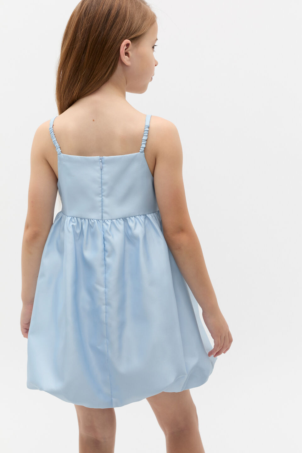 Satin Bubble Dress  Ice Blue