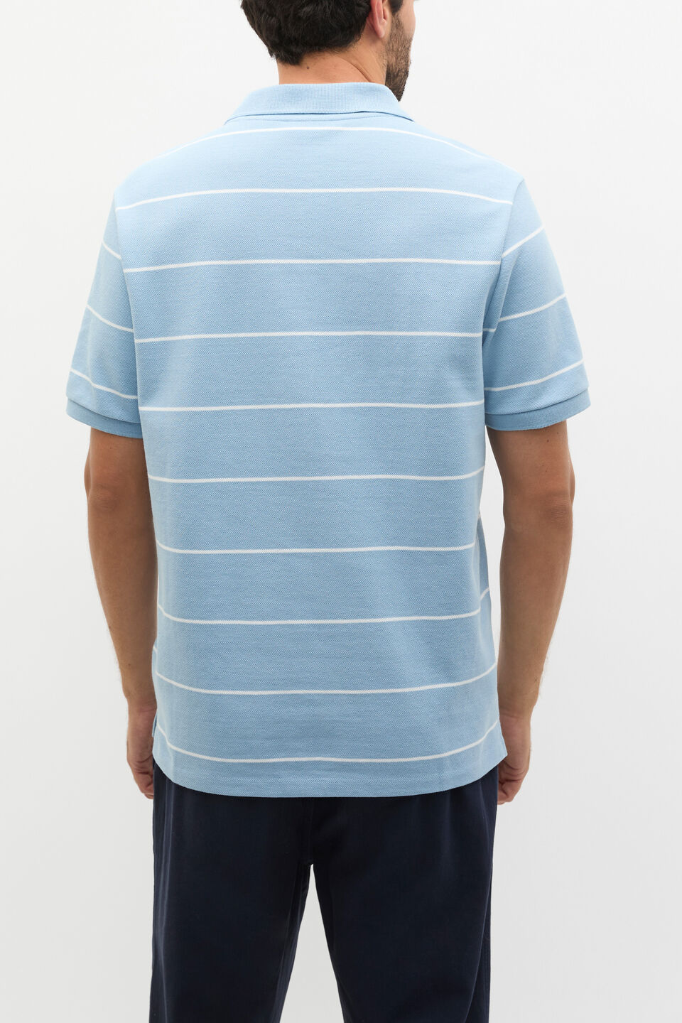 Stripe Pique Polo  Sky Blue