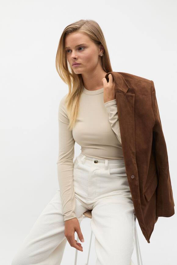 Jersey Long Sleeve Top  Latte  hi-res