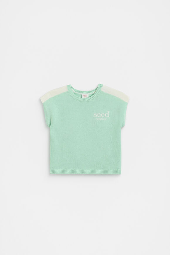 Spliced Logo Knit Tee  Mint  hi-res