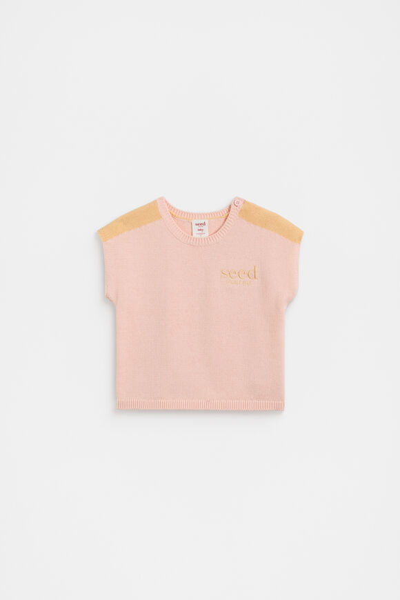 Spliced Logo Knit Tee  Pretty Pink  hi-res