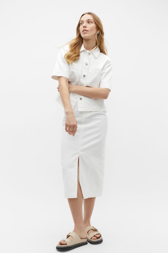 Denim Midi Pintuck Skirt  Cloud Cream  hi-res