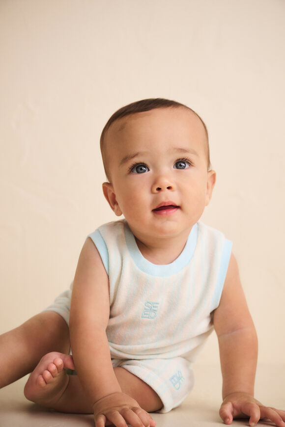 Stripe Terry Singlet  Glacier Blue  hi-res