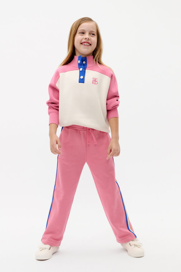 Colourblock Knit Sweater  Raspberry  hi-res