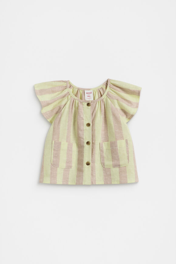 Stripe Button Top  Lemon Sherbet  hi-res