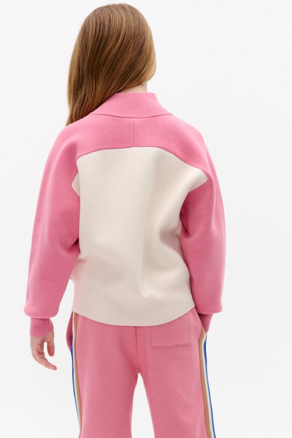 Colourblock Knit Sweater  Raspberry  hi-res