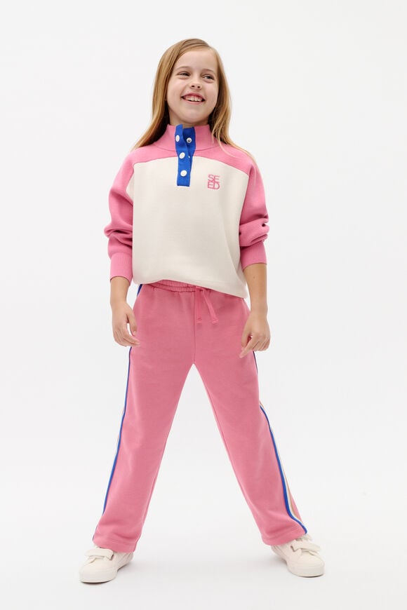 Colourblock Knit Sweater  Raspberry  hi-res