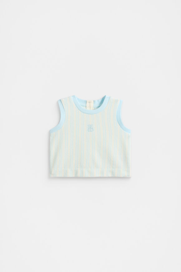 Stripe Terry Singlet  Glacier Blue  hi-res