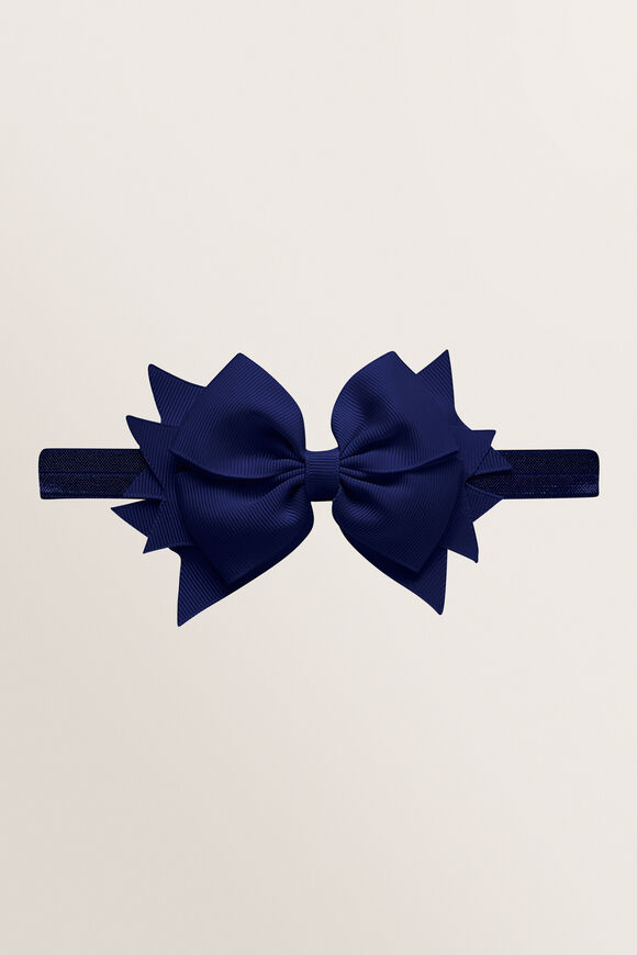 Elastic Bow Headband  Navy  hi-res