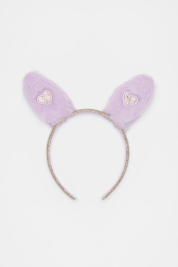 Fur Heart Bunny Headband  Soft Lilac  hi-res
