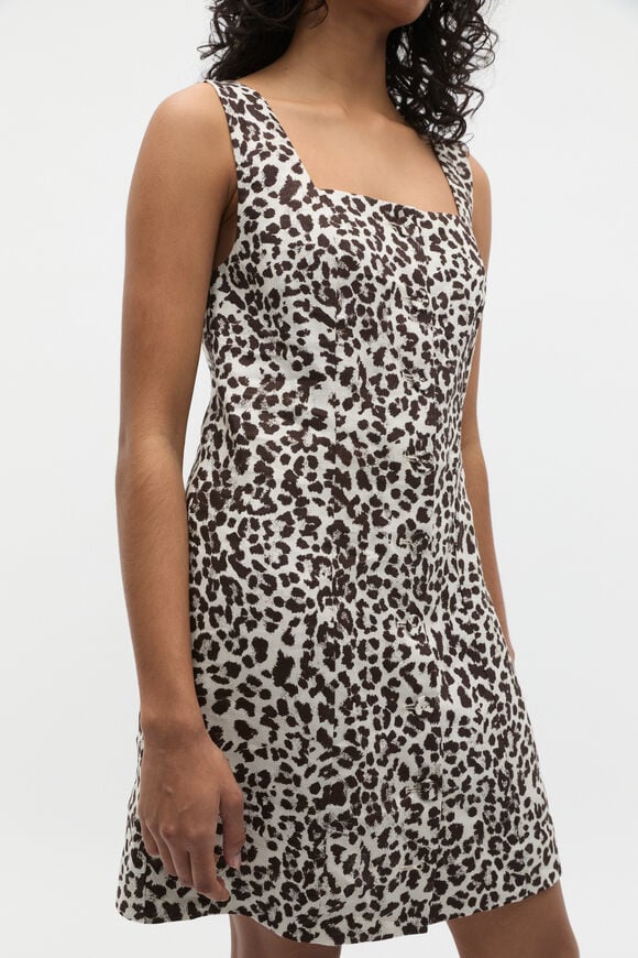 Linen Ocelot Button Down Mini Dress  Ocelot  hi-res