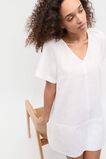 Linen V Neck Flutter Sleeve Mini Dress  Whisper White  hi-res