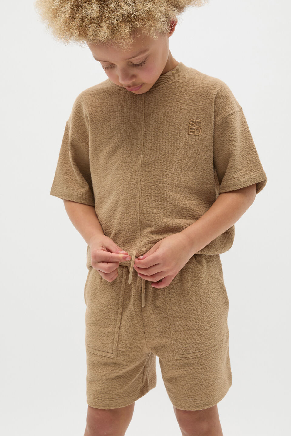 Relaxed Track Tee  Biscotti