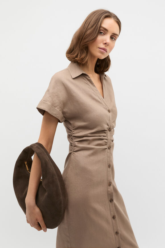 Leather Hobo Shoulder Bag  Chocolate  hi-res