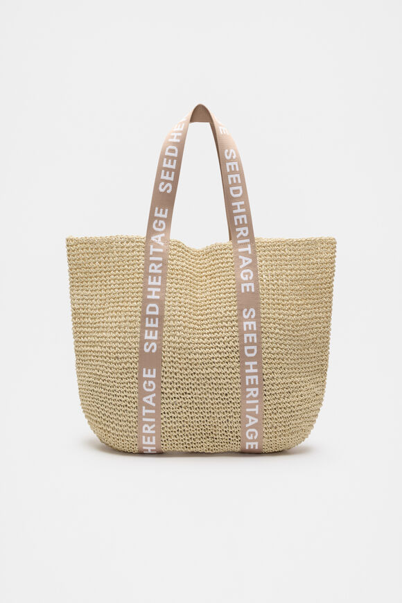 Logo Woven Basket Bag  Ecru  hi-res