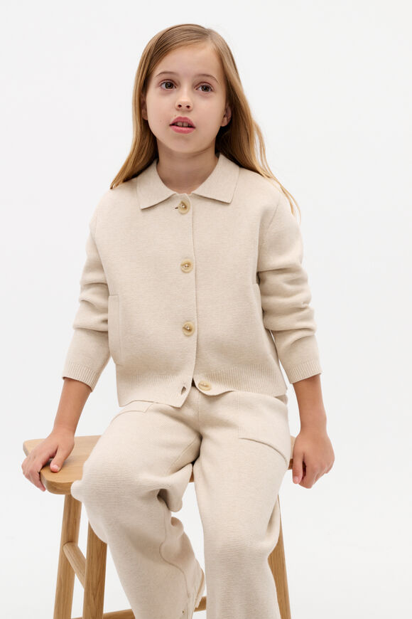 Button Up Cardigan  Oat Marle  hi-res