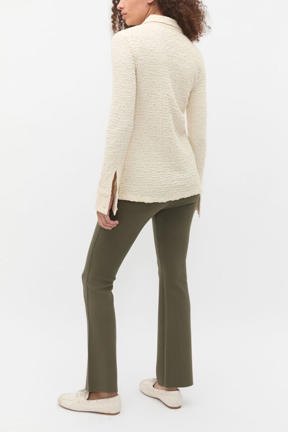 Textured Longline Polo Top  Tofu  hi-res