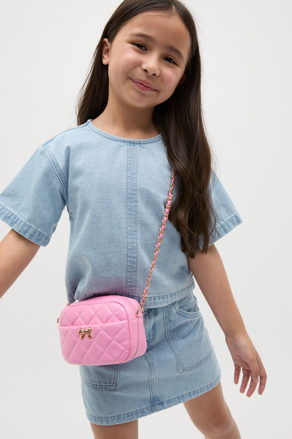 Quilted Bow Bag  Candy Pink