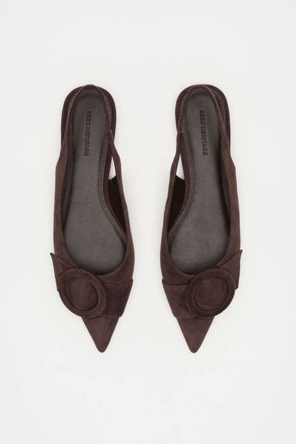 Ren Circle Buckle Slingback  Dark Espresso Suede  hi-res