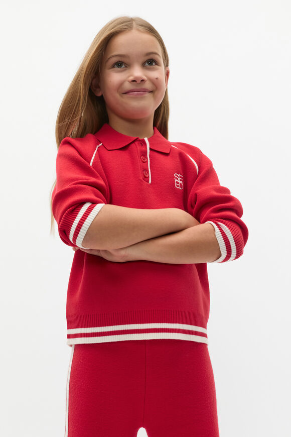 Sporty Knit Sweater  Chilli Red  hi-res