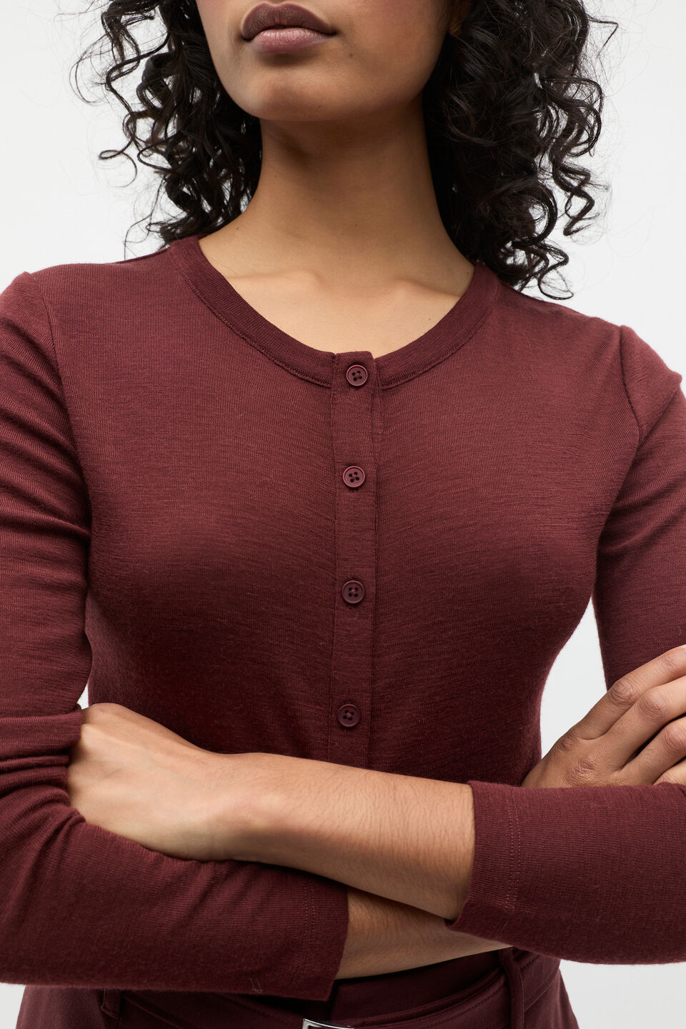 Australian Merino Cardigan  Merlot