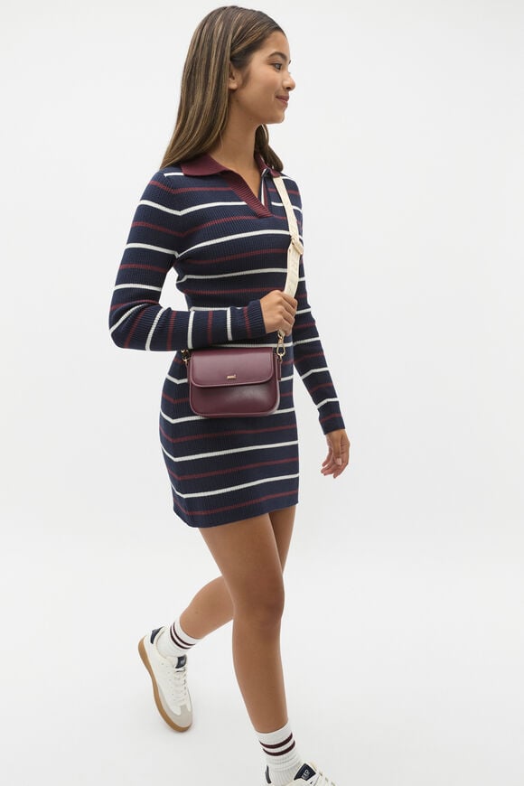 Stripe Knit Dress  New Navy  hi-res
