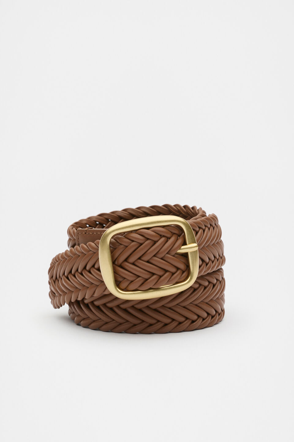 Nova Woven Leather Belt  Deep Tan