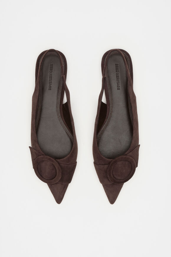Ren Circle Buckle Slingback  Dark Espresso Suede  hi-res