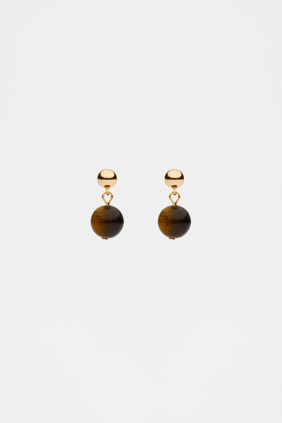 Stone Round Drop Earring  Gold  hi-res