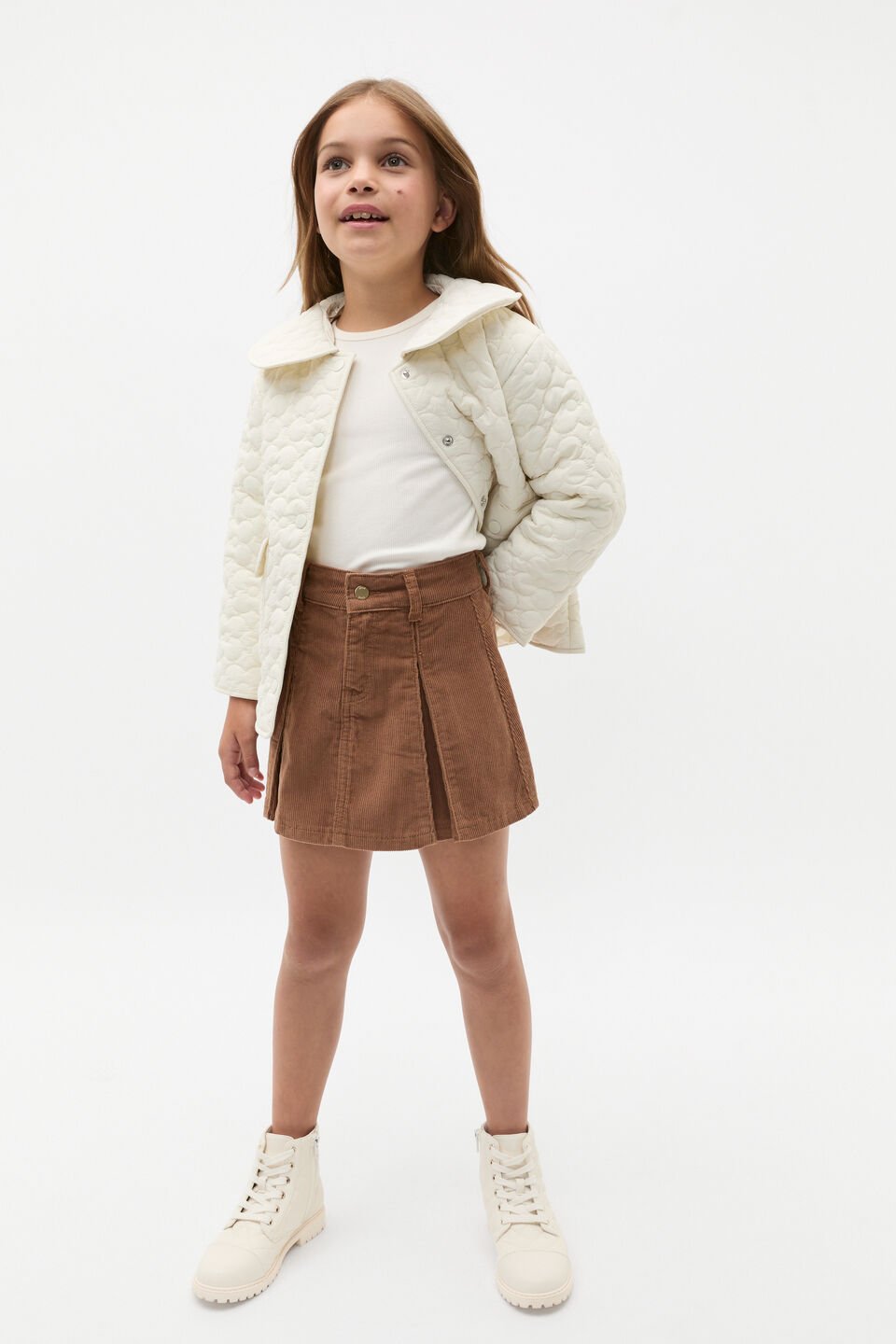 Cord Pleat Skirt  Chocolate Shake