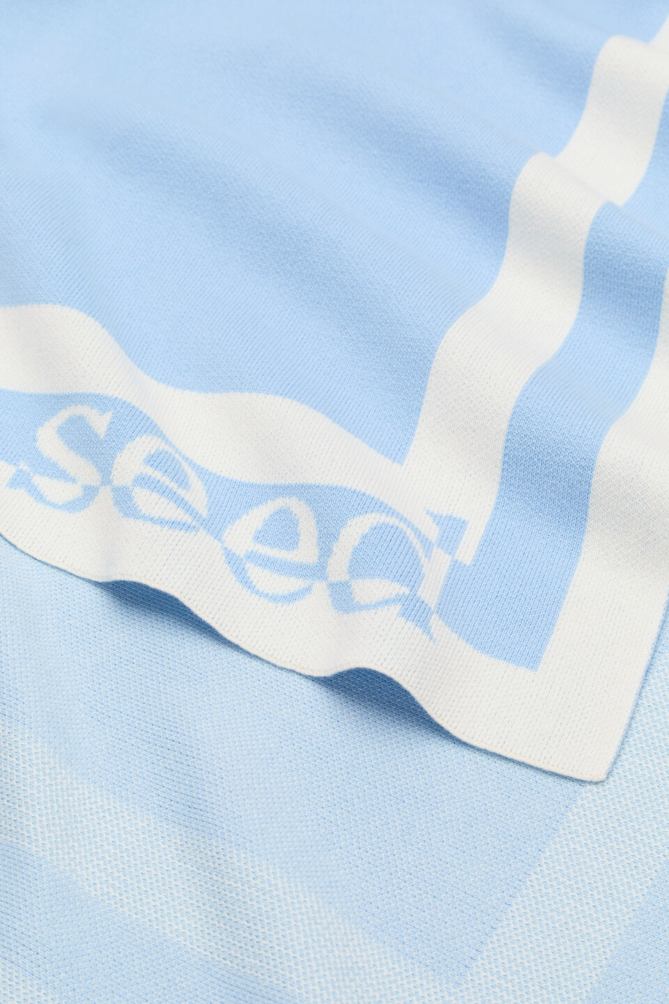 Logo Knit Blanket  Clear Blue